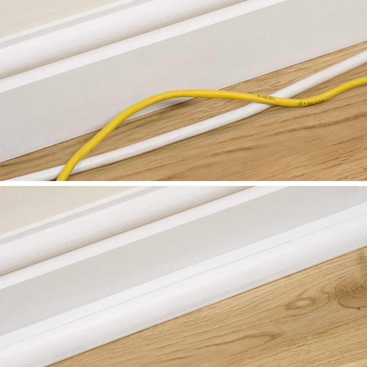 D-Line: ¼ Round Cable Management Trunking 22mm x 22mm x 2m White