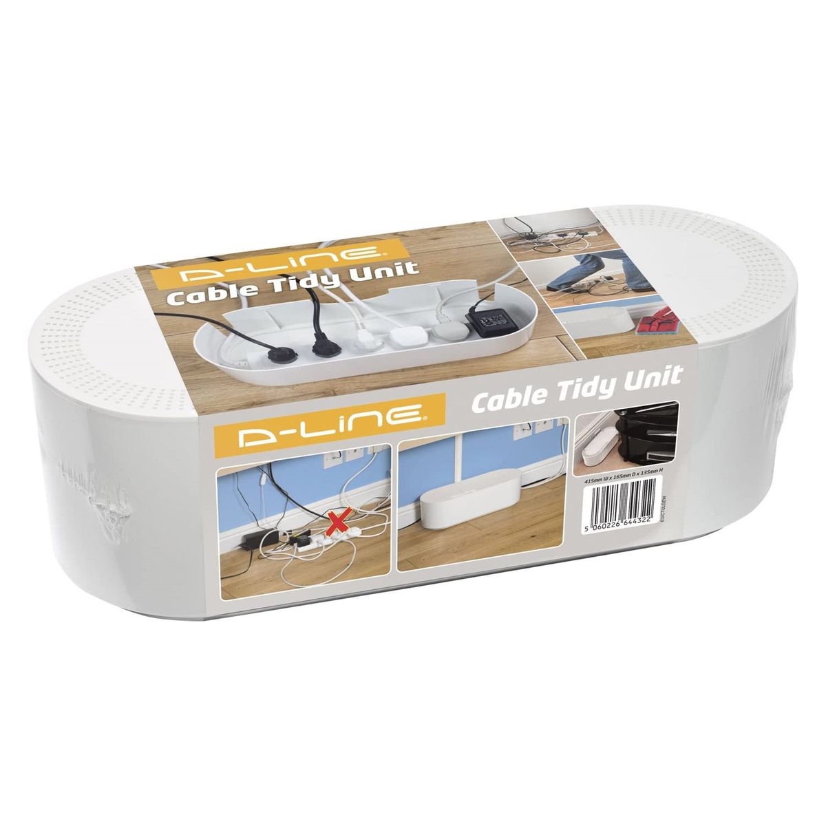 D-Line: Tidy Cable Management Box, Large 415mm x 165mm x 135m, White