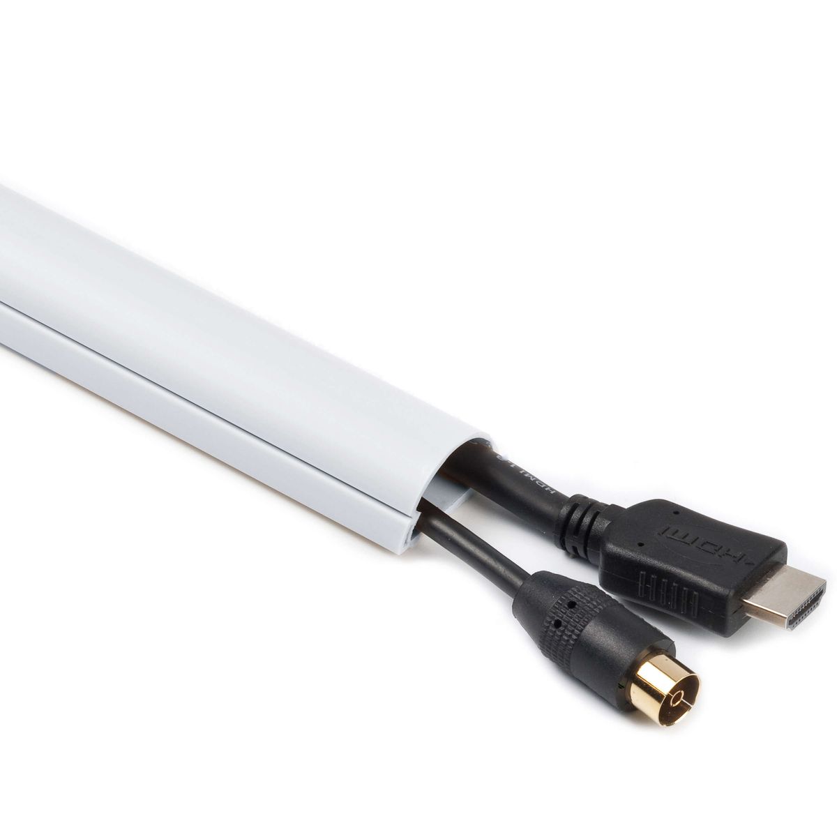 D-Line: Half Round Cable Trunking Kit 30x15mm 3 x 1.0m + Accessories: White
