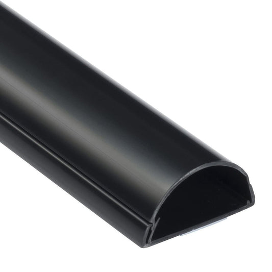 D-Line: Half Round: BLACK: Cable Management Trunking - 50mm x 25mm x 1m