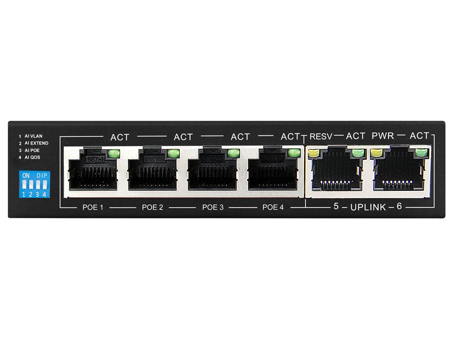 Scoop 6 Port Fast Ethernet 4 AI PoE 60W Switch
