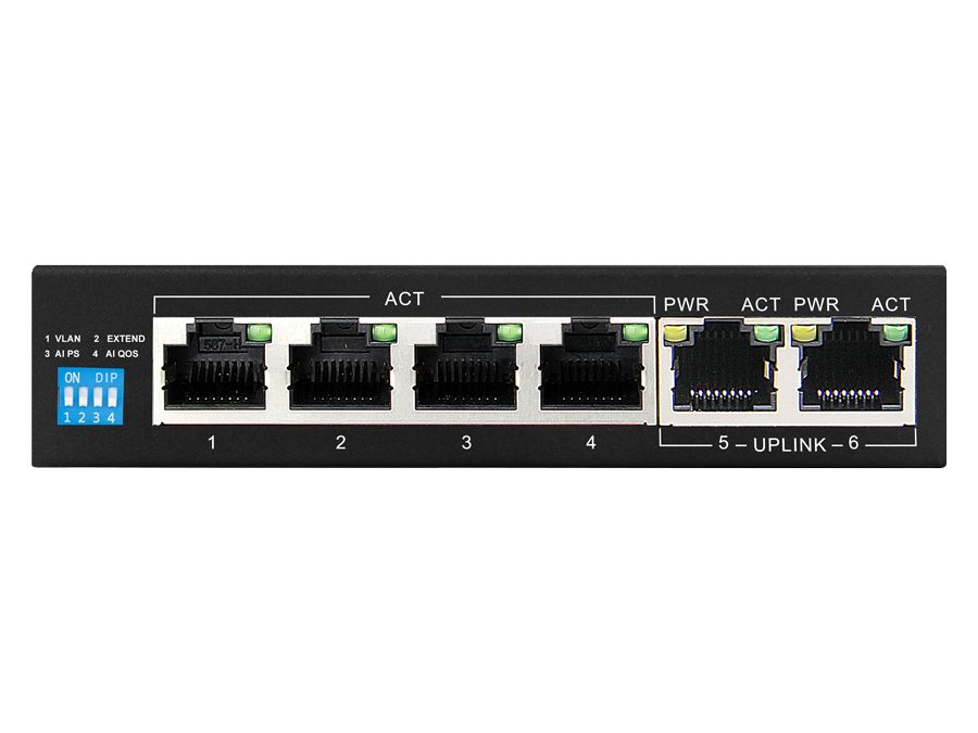 Scoop 6 Port Gigabit 4 AI PoE 60W Switch