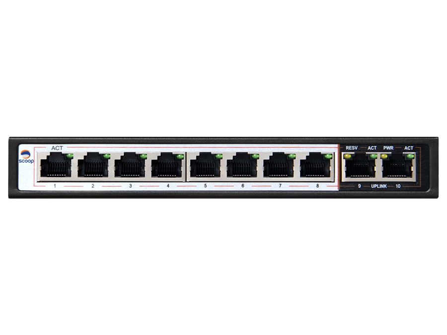 Scoop 10 Port Gigabit 8 AI PoE 96W Switch