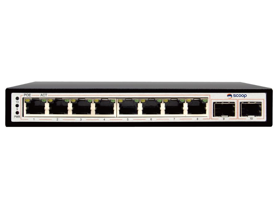 Scoop 8 Port Gigabit AI PoE 96W 2SFP Switch