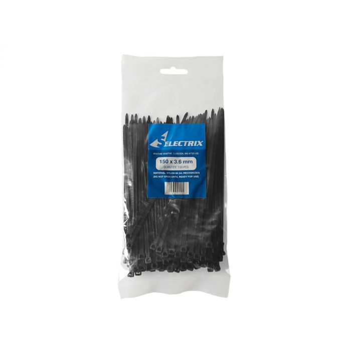 Cable Ties: 148mm x 3.5 mm x 100 ties