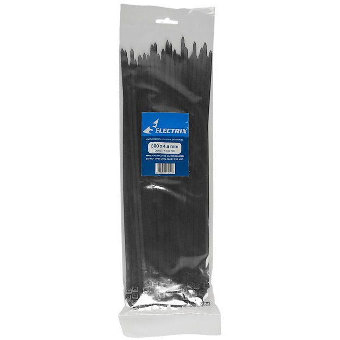 Cable Ties: 300mm x 4.8mm x 100 ties