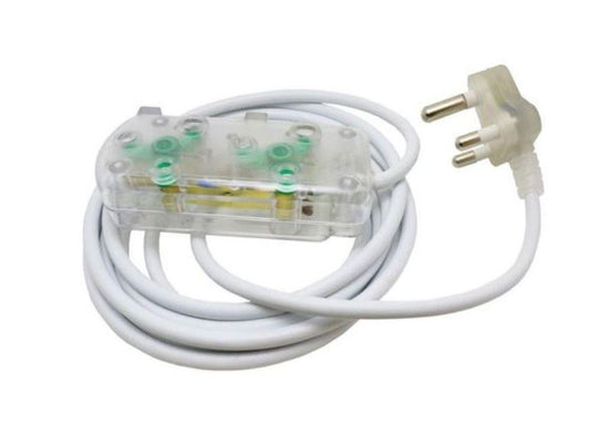 Ellies: 3m Extension Lead / Cord / cable, Side by Side Coupler - Clear
