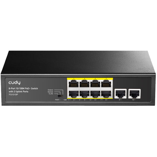 Cudy 10 Port Fast Ethernet 8 PoE 115W Switch | FS1010P