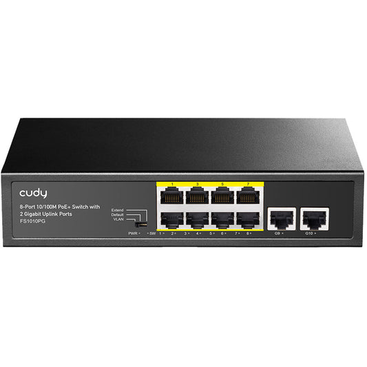 Cudy 8 Port Fast Ethernet PoE 115W 2 Gigabit Switch | FS1010PG