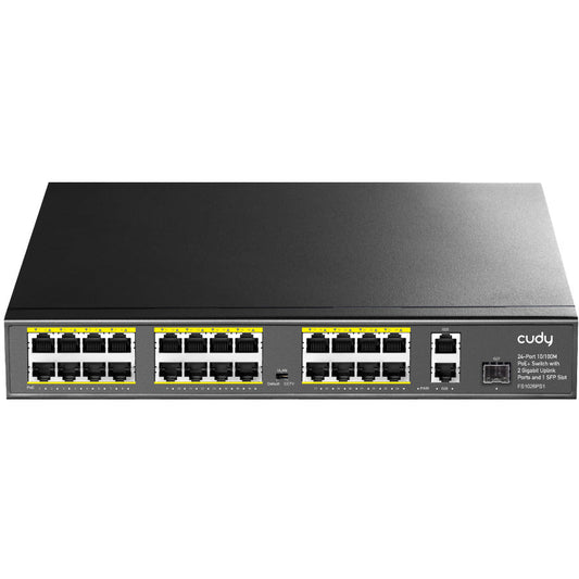 Cudy 24 Port Fast Ethernet PoE 290W 2 Gigabit 1SFP Switch | FS1026PS1