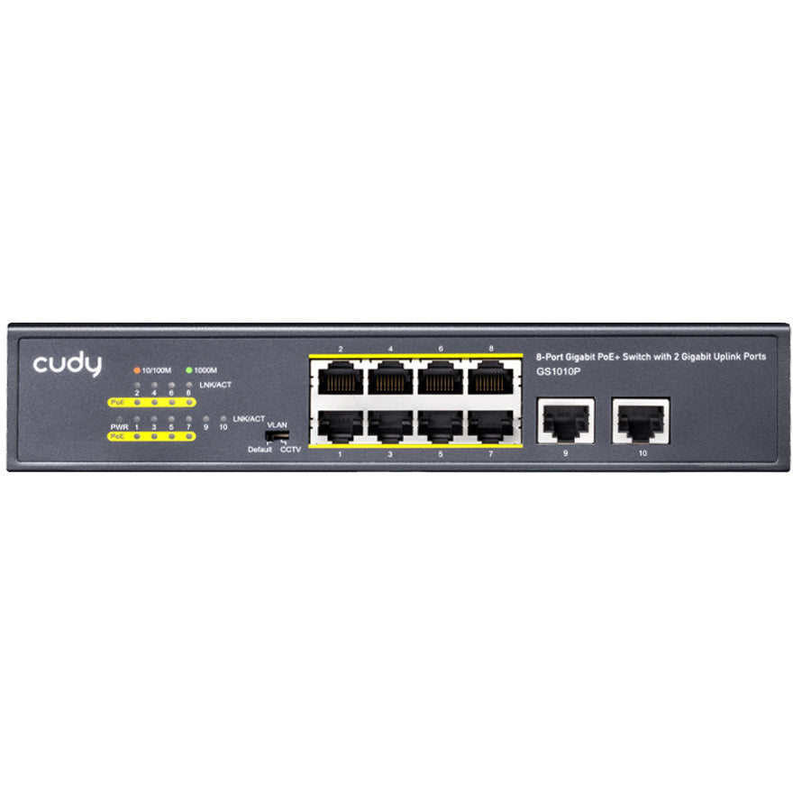 Cudy 10 Port Gigabit 8 PoE 100W PoE Switch | GS1010P