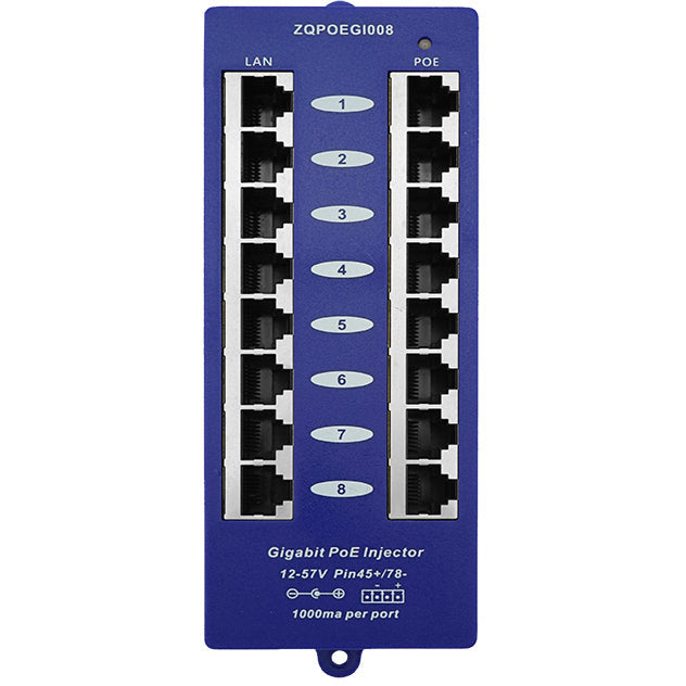 8 Port Gigabit Passive PoE Injector