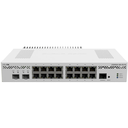 MikroTik Cloud Core 16 Port Gigabit 2SFP+ Passive Cooling Router | CCR2004-16G-2S+PC