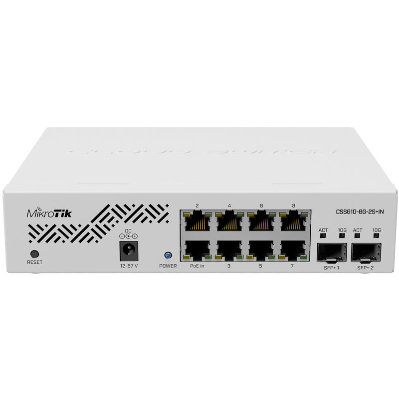 MikroTik SwOS Smart Switch 8 Port Gigabit 2SFP+ PoE Input | CSS610-8G-2S+IN