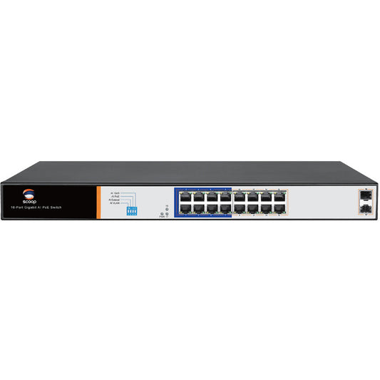 Scoop 16 Port Gigabit AI PoE 150W 2SFP Switch