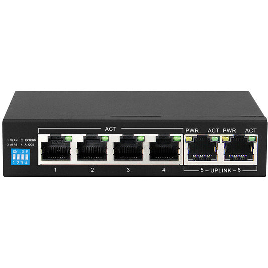 Scoop 6 Port Gigabit 4 AI PoE 60W Switch