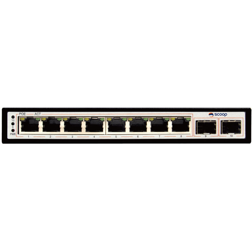 Scoop 8 Port Gigabit AI PoE 96W 2SFP Switch