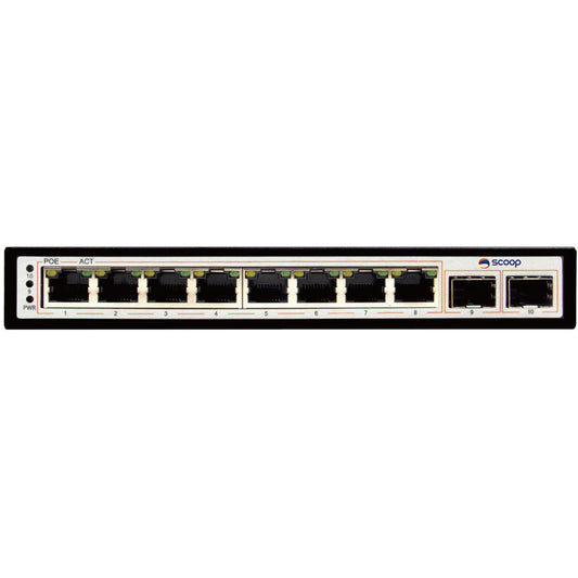 Scoop 8 Port Gigabit AI PoE 96W 2SFP Switch