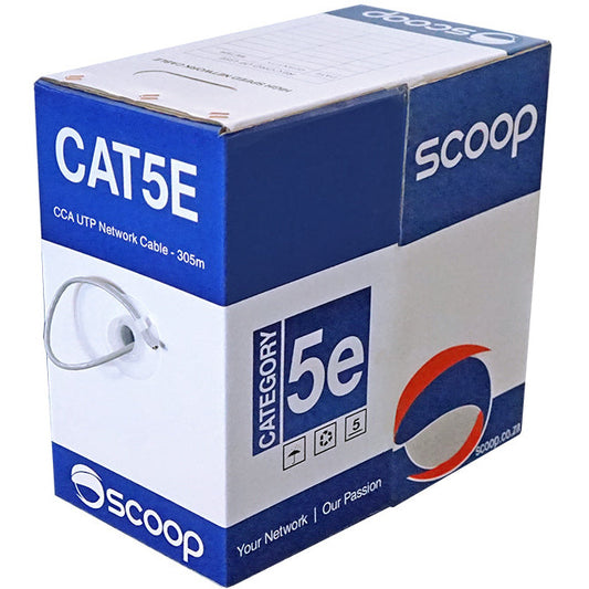 Scoop 305m Box Cat5e CCA Grey UTP Cable