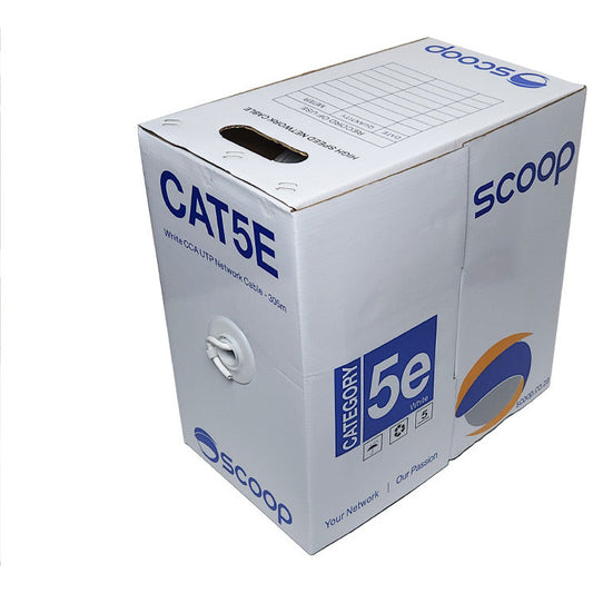Scoop 305m Box Cat5e CCA White UTP Cable