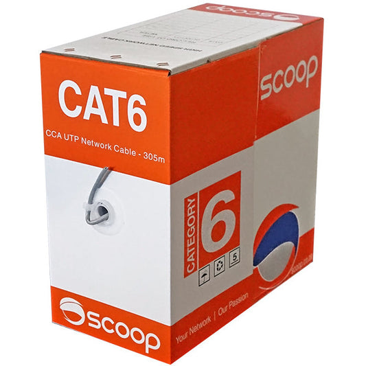 Scoop 305m Box Cat6 CCA Grey UTP Cable