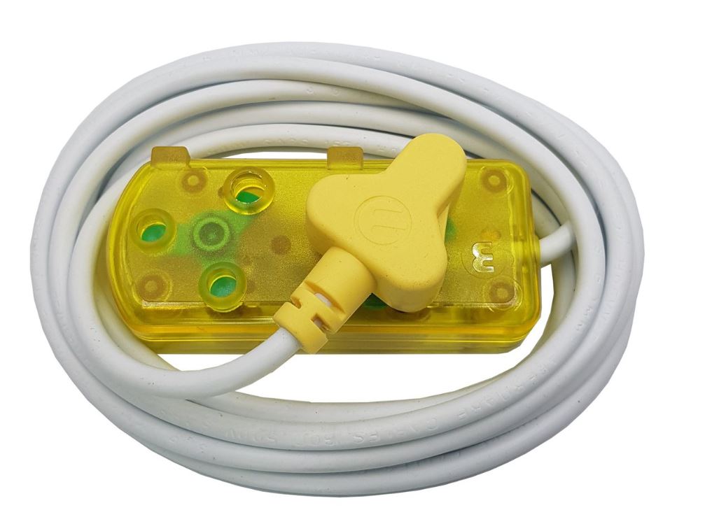 Ellis: 3m 10A Extension Cable with Side by Side Coupler - Yellow