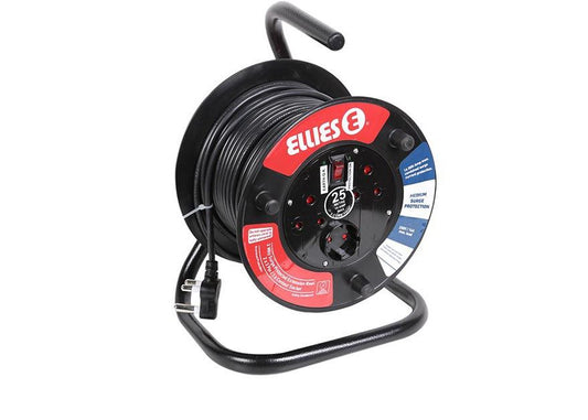 Ellies: Electrical Extension lead Reel 25m with Surge Protection (1mm/10A)