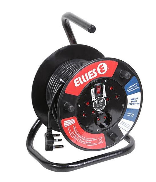 Ellies: Electrical Extension lead Reel 15m with Surge Protection (1mm/10A)
