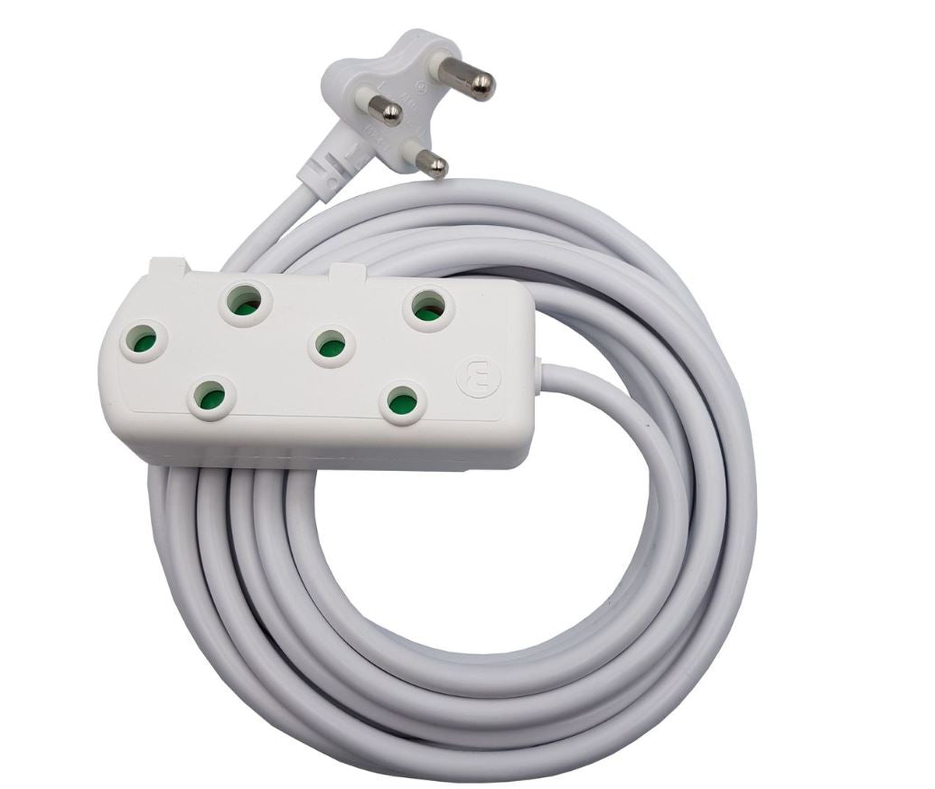 Ellies: 5m Heavy Duty Extension Electrical Lead / Cord / Cable 1.5mm, White