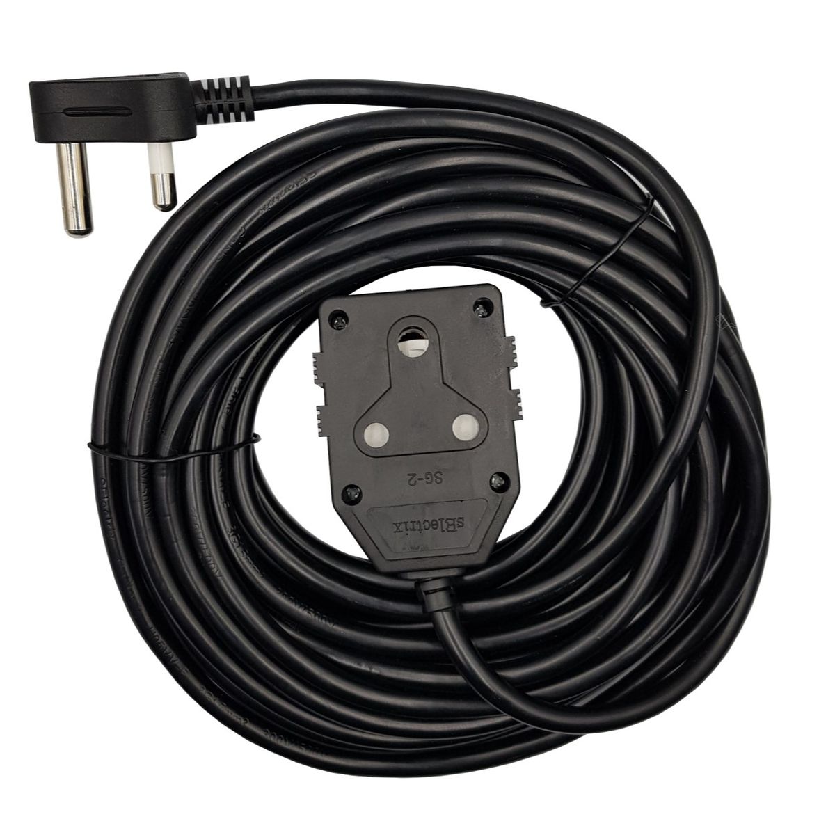 10m Black Heavy Duty 16A Extension Electrical Lead / Cable: Double Coupler