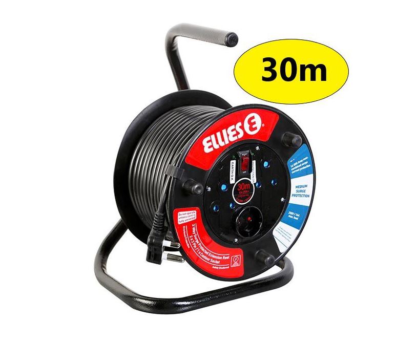 Ellies 30m Extension Reel with Surge Protection 1.5mm/16A