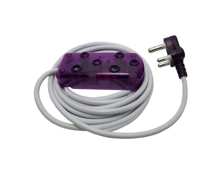 Ellis 5m 10A Extension Cable with Side by Side Coupler - Purple
