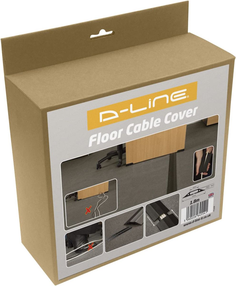 Cable Screen Protection Panel D-Line: Heavy Duty Floor Cable Cover Protector: 1.8m (30mm x 10mm Cavi ...