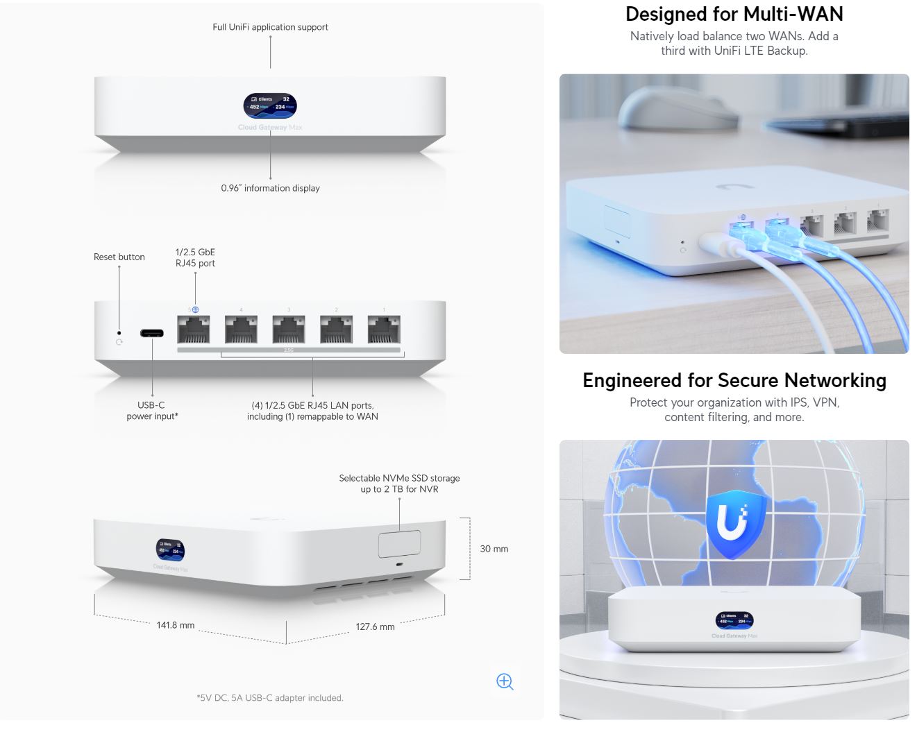 Ubiquiti 2.5Gbps Multi-WAN UniFi Cloud Gateway Max | UCG-Max