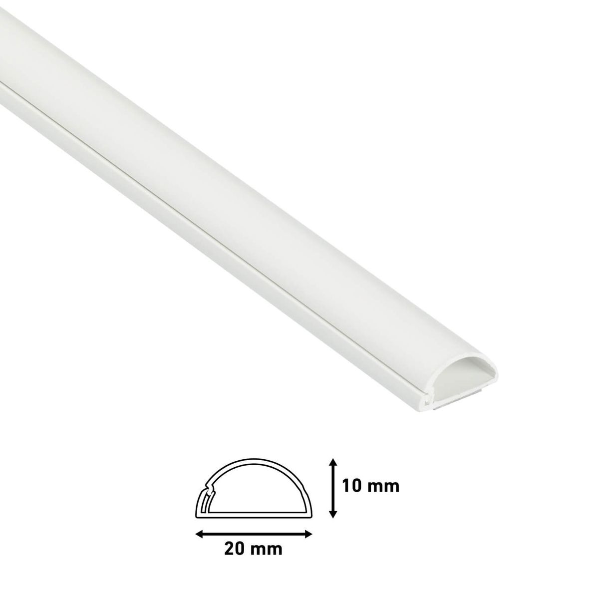 D-Line Half Round Micro Cable Trunking / ducting 20mm x 10mm x 2m white