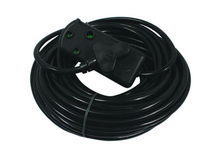 Ellies 20m Heavy Duty Extension Electrical Lead / Cord / Cable 1.5mm, Black