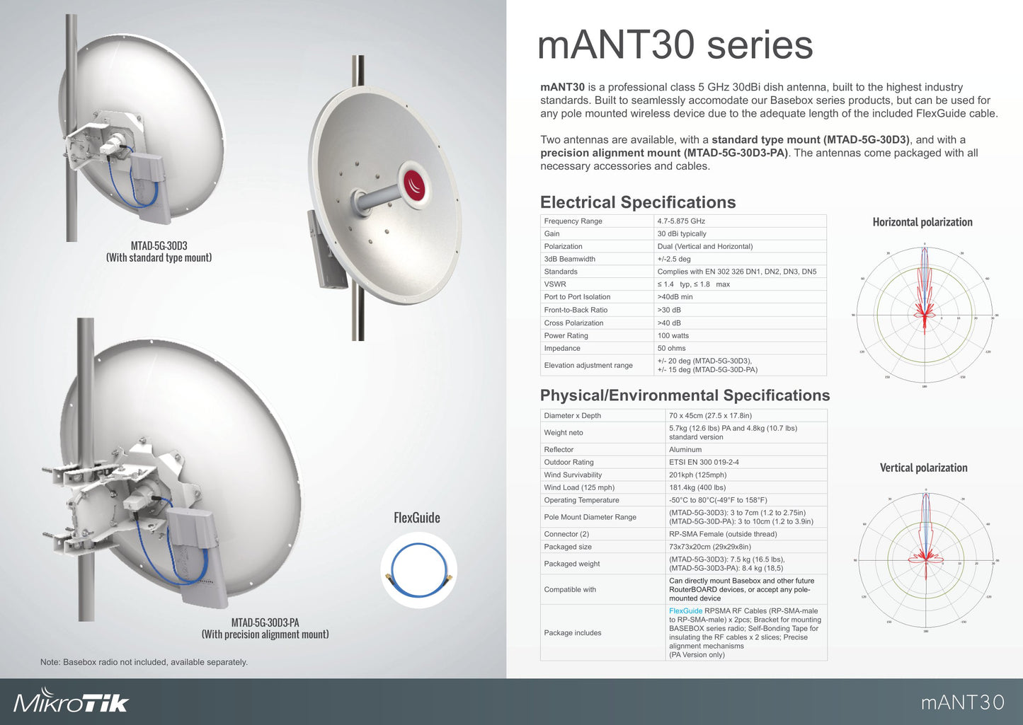 MikroTik mANT30 5.8GHz 30dBi Precision Alignment Dish | MTAD-5G-30D3-PA