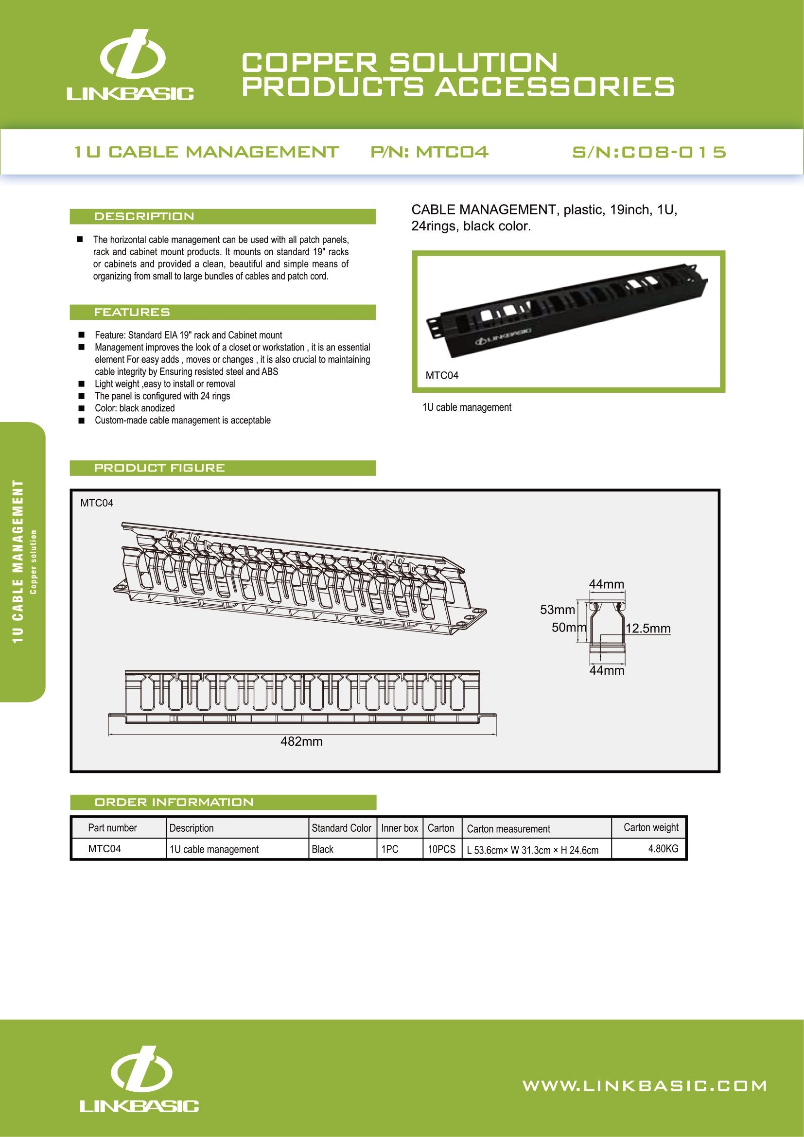 Linkbasic Front Cable Management Rack Mount Panel – Mr Satellite