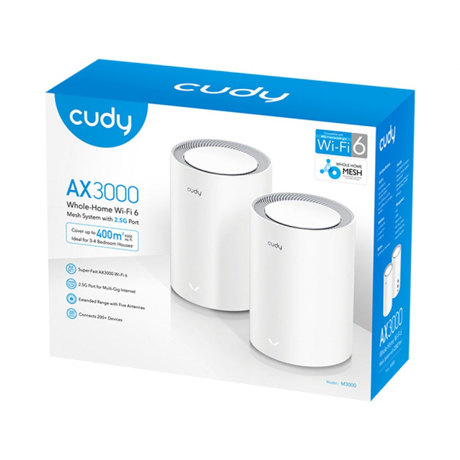 Cudy Dual Band WiFi 6 3000Mbps Multi-Gigabit Mesh 2-Pack | M30002 (2-Pack)