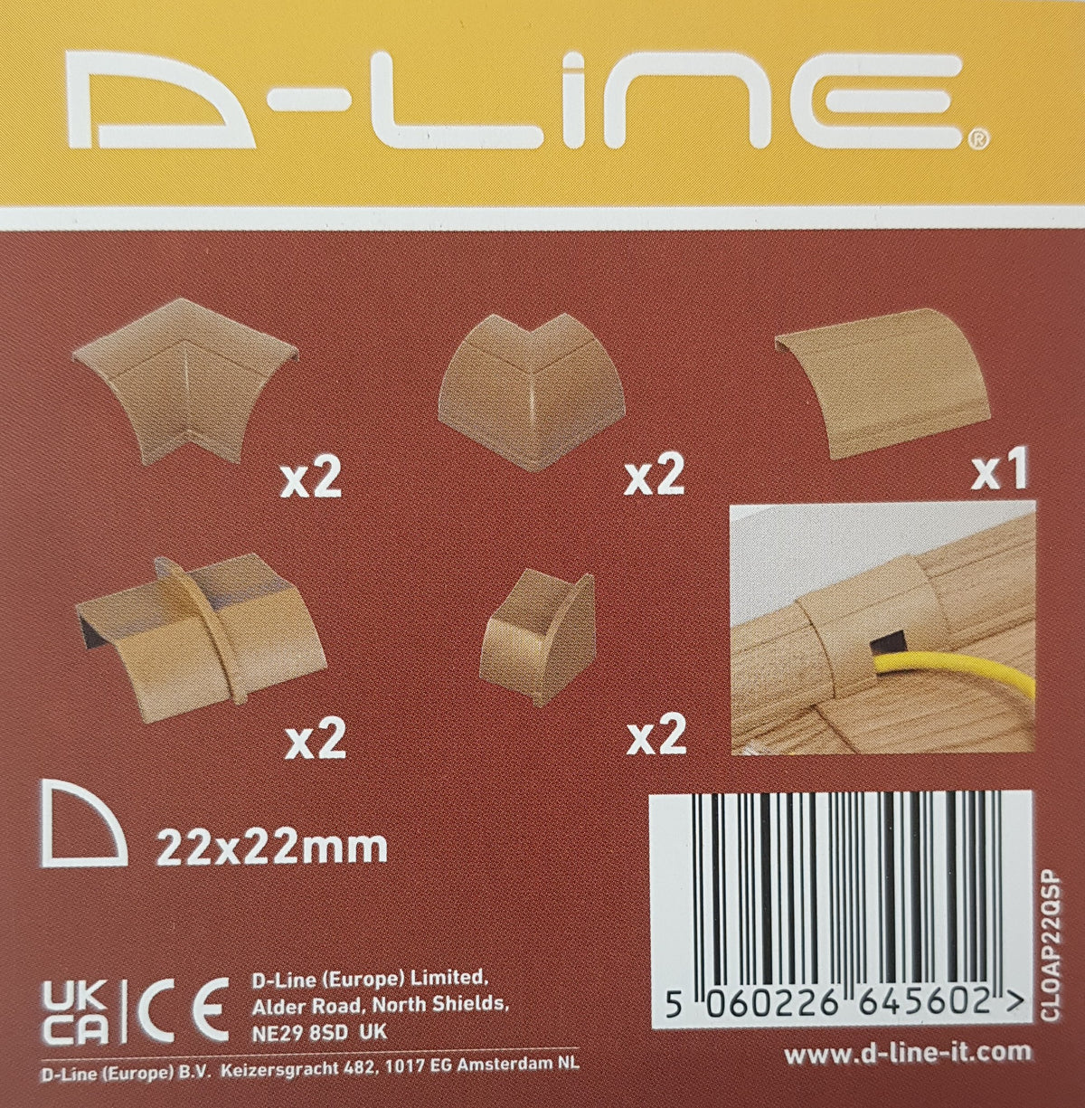 Trunking Set Accessory d-line Trunking Accessories pack: For 22mm x 22mm Quarter round trunki ...