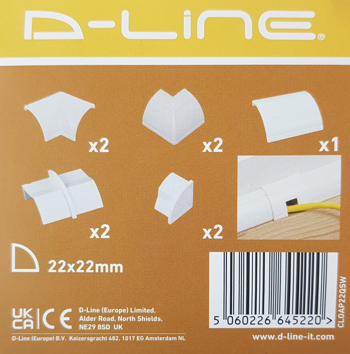 Trunking Set Accessory d-line Trunking Accessories pack: For 22mm x 22mm Quarter round trunki ...
