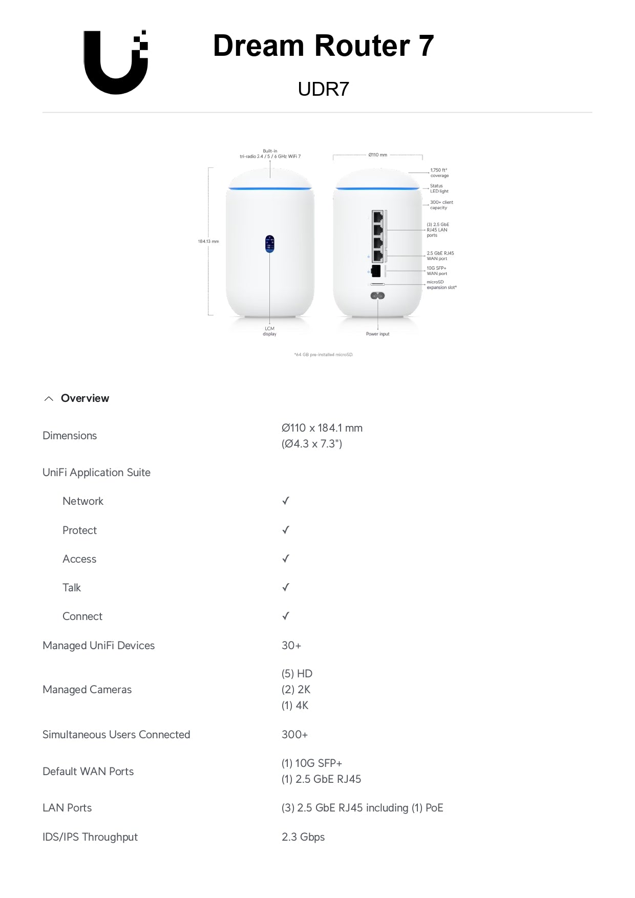 Ubiquiti UniFi Dream Router 7 Tri-Band Cloud Gateway | UDR7