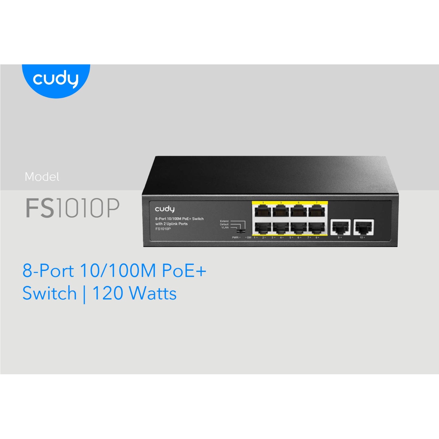 Cudy 10 Port Fast Ethernet 8 PoE 115W Switch | FS1010P