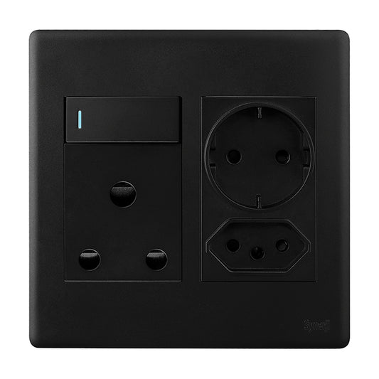 Synerji Deco 4x4 Wall Socket 16A with Euro & Schuko Sockets