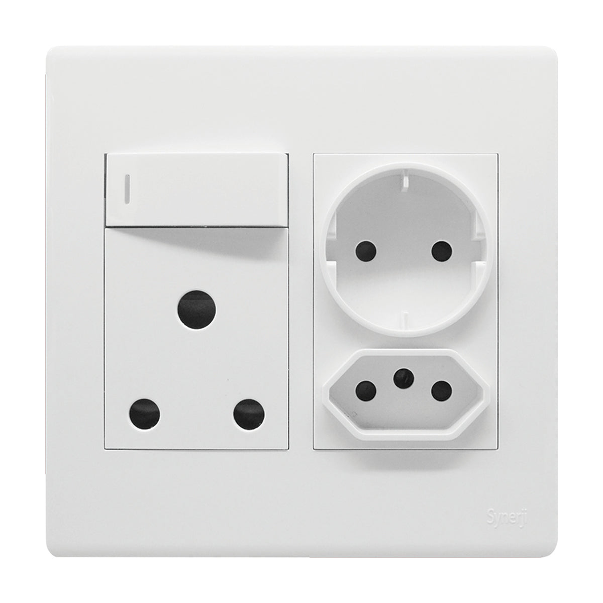 Synerji Deco 4x4 Wall Socket 16A with Euro & Schuko Sockets