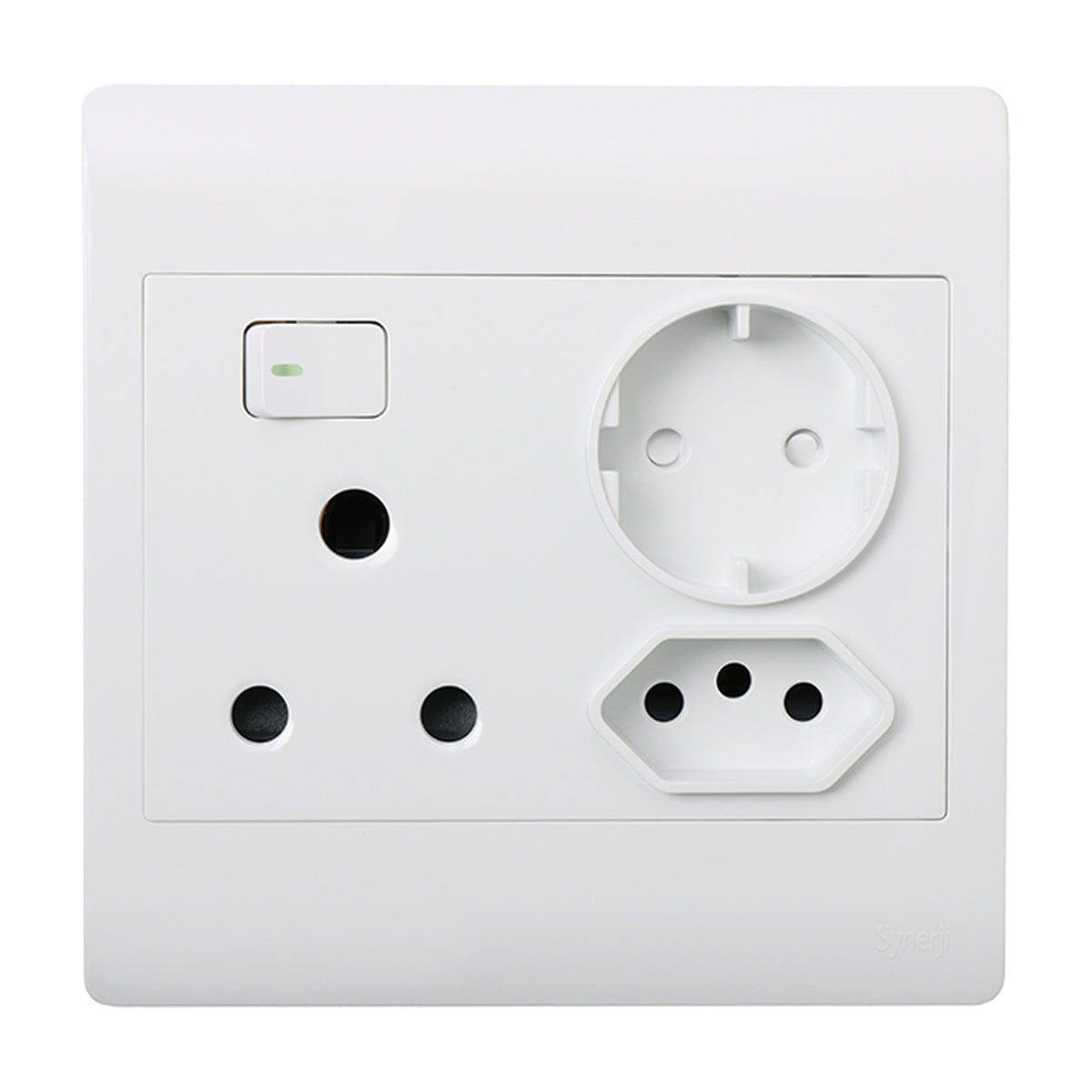 Synerji ECO 4x4 Wall Socket 16A with Euro & Schuko Sockets