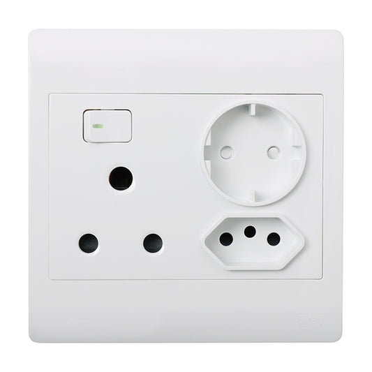Synerji ECO 4x4 Wall Socket 16A with Euro & Schuko Sockets