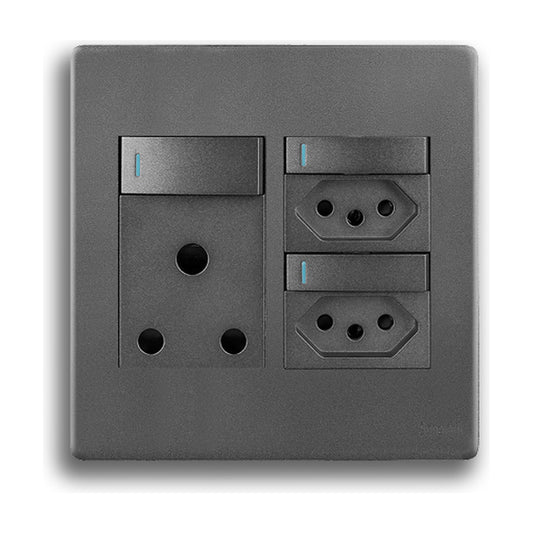 Synerji Deco 4x4 Wall Socket 16A with 2 x Euro Sockets