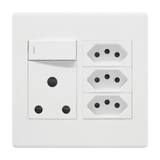 Synerji Deco 4x4 Wall Socket 16A with 3 x Euro Sockets