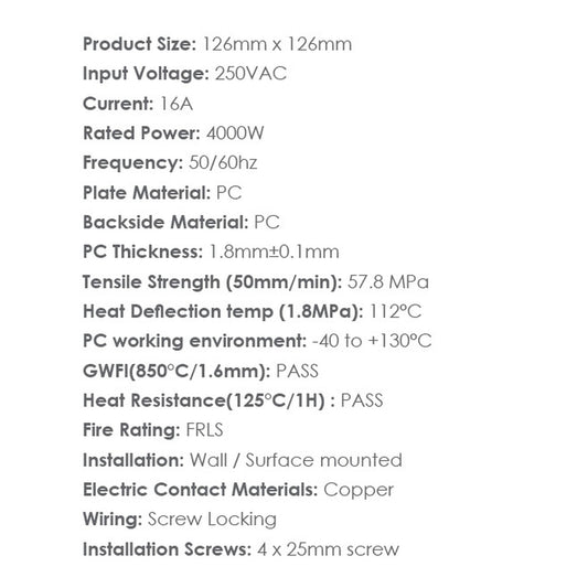 Synerji Deco Complete 4x4 Single Wall Socket 16A